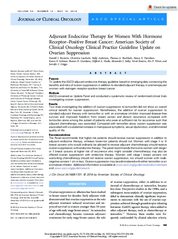 (PDF) Adjuvant Endocrine Therapy for Women With Hormone Receptor ...