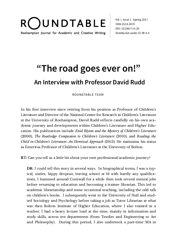 (PDF) The road goes ever on!