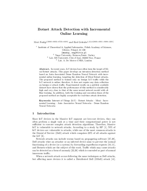 (PDF) Botnet Attack Detection with Incremental Online Learning