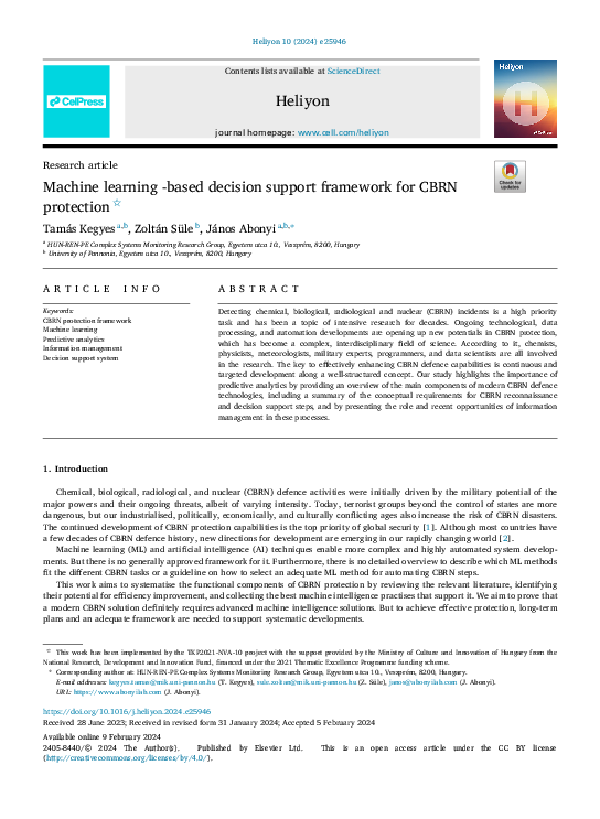 (PDF) Machine learning -based decision support framework for CBRN ...