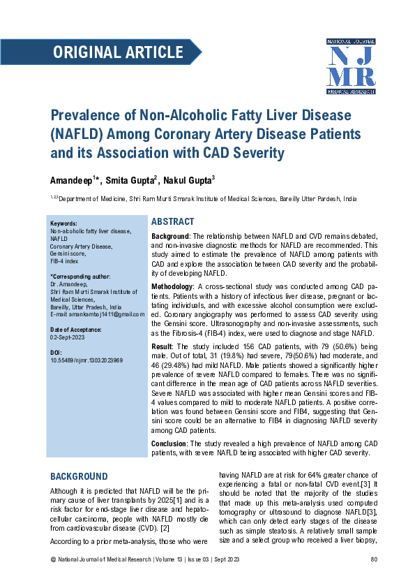 (PDF) PREVALENCE OF NON-ALCOHOLIC FATTY LIVER DISEASE (NAFLD) AMONG ...