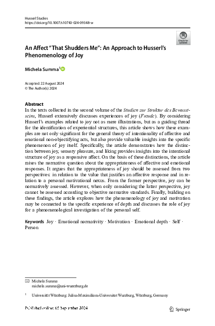 (PDF) An Affect “That Shudders Me”: An Approach to Husserl’s ...