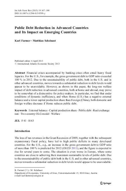 (PDF) Public Debt Reduction in Advanced Countries and Its Impact on ...