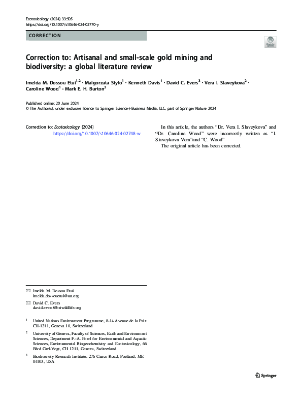 (PDF) Correction to: Artisanal and small-scale gold mining and ...