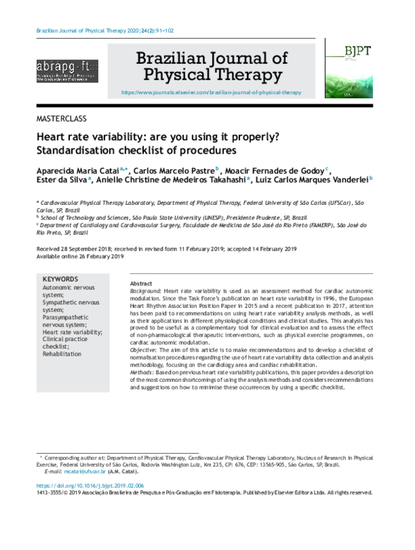 (PDF) Heart rate variability: are you using it properly ...
