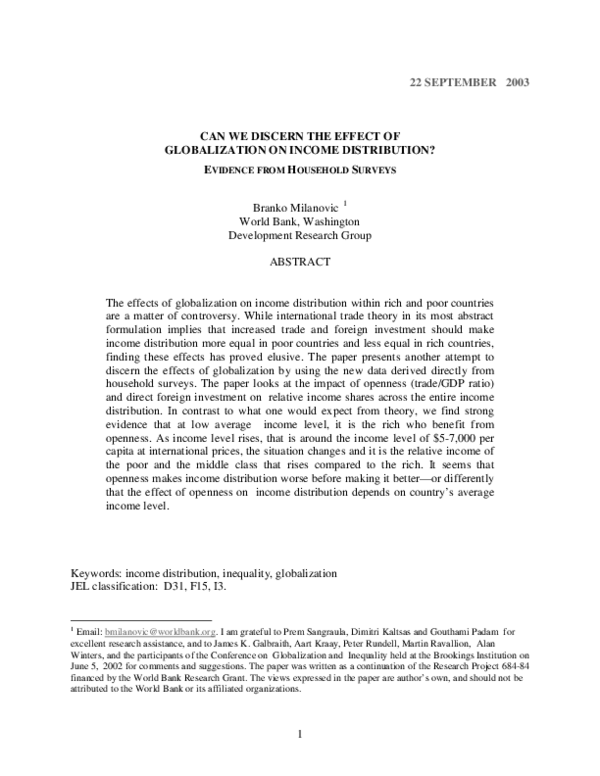 (PDF) Can We Discern the Effect of Globalization on Income Distribution