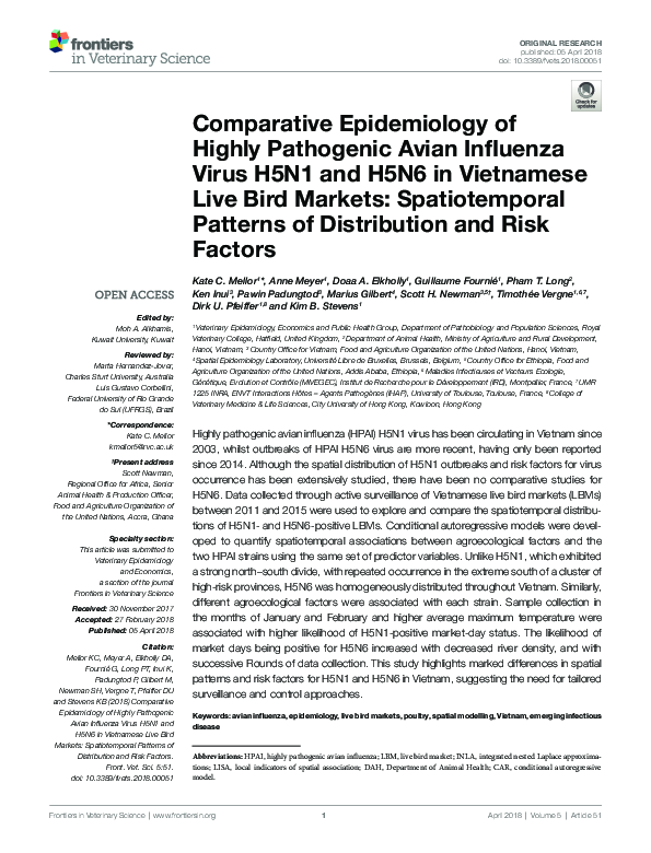 (PDF) Comparative Epidemiology of Highly Pathogenic Avian Influenza ...