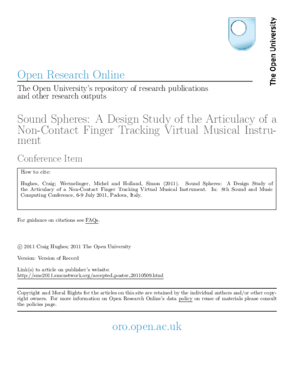 (PDF) Sound Spheres: A Design Study of the Articulacy of a Non-Contact ...