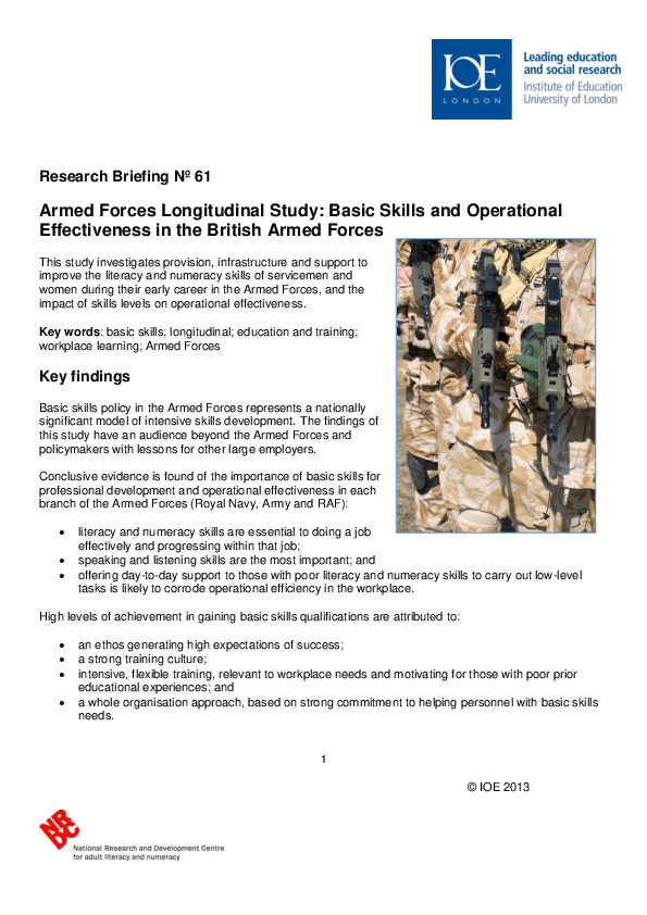 (PDF) Armed Forces Longitudinal Study: Basic Skills and Operational ...
