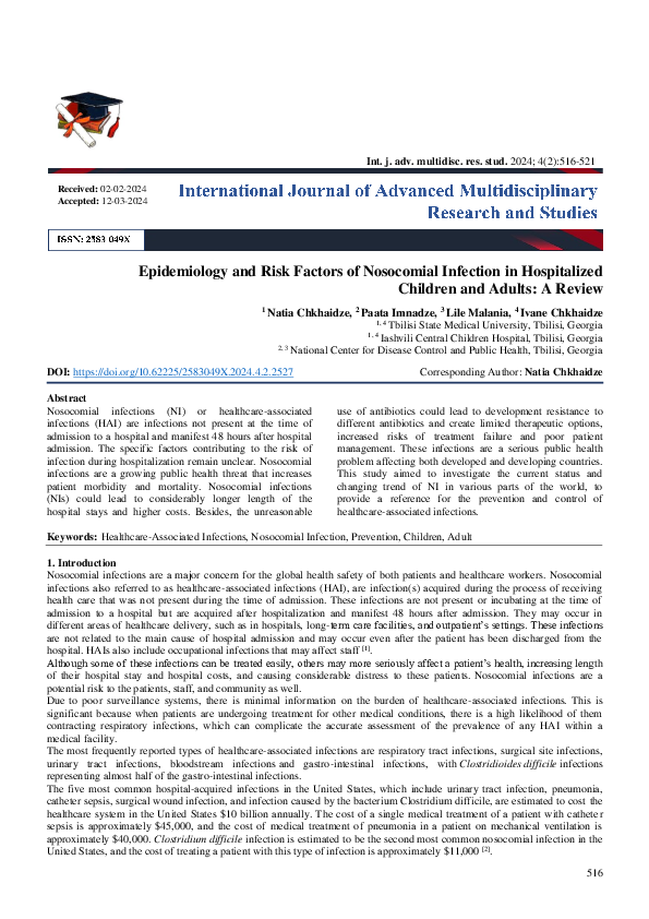 (PDF) Epidemiology and Risk Factors of Nosocomial Infection in ...