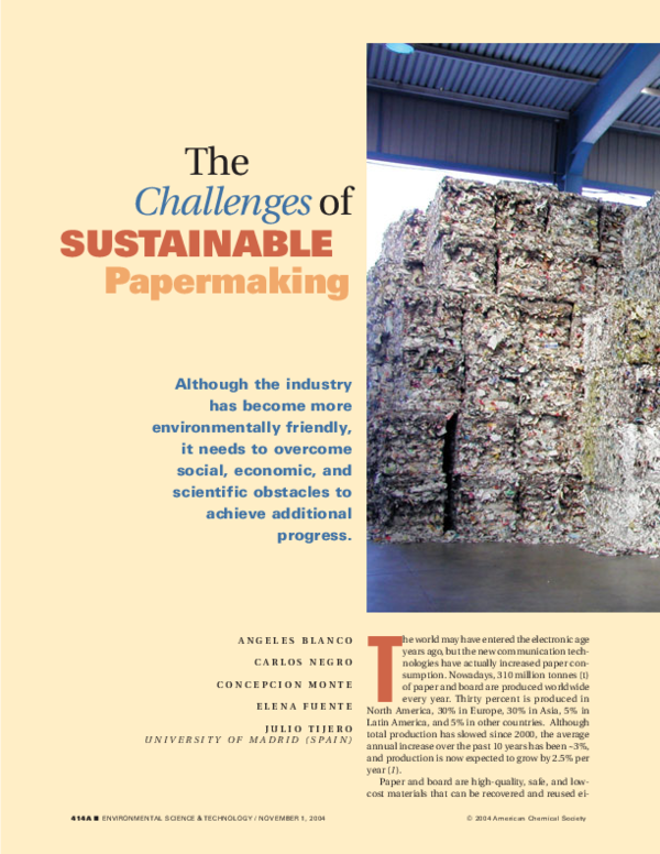 (PDF) Peer Reviewed: The Challenges of Sustainable Papermaking
