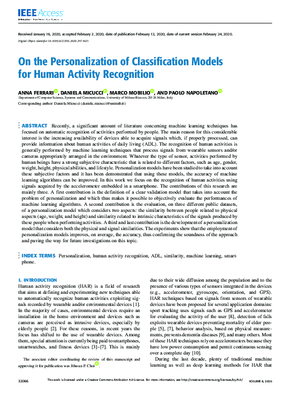(PDF) On the Personalization of Classification Models for Human ...