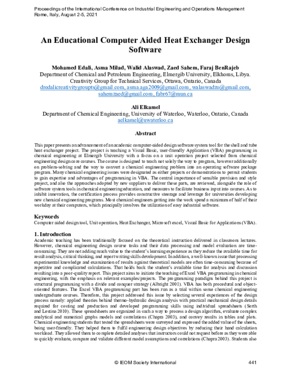 (PDF) An Educational Computer Aided Heat Exchanger Design Software