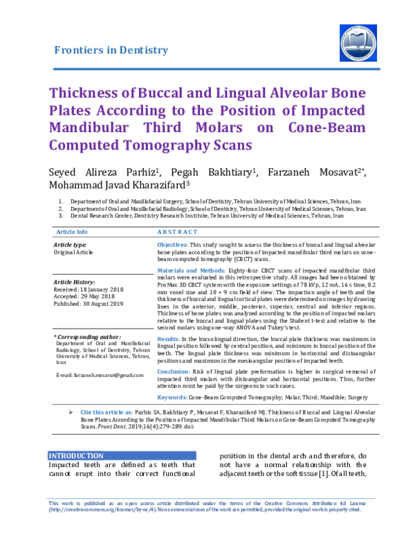 (PDF) Thickness of Buccal and Lingual Alveolar Bone Plates According to ...