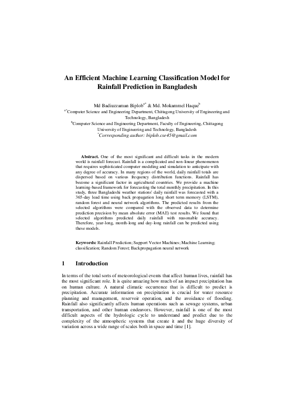 (PDF) An Efficient Machine Learning Classification Model for Rainfall ...