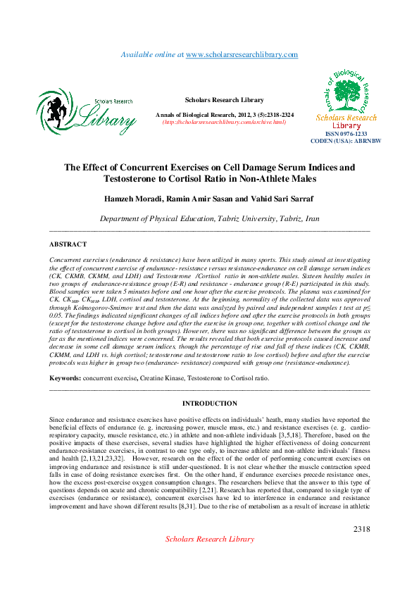 (PDF) The Effect of Concurrent Exercises on Cell Damage Serum Indices ...