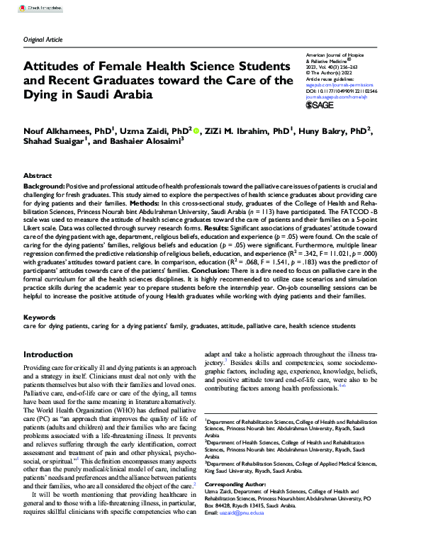 (PDF) Attitudes of Female Health Science Students and Recent Graduates ...