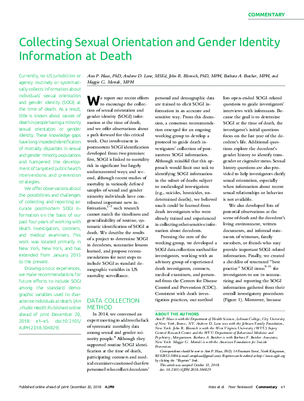 (PDF) Collecting Sexual Orientation and Gender Identity Information at ...