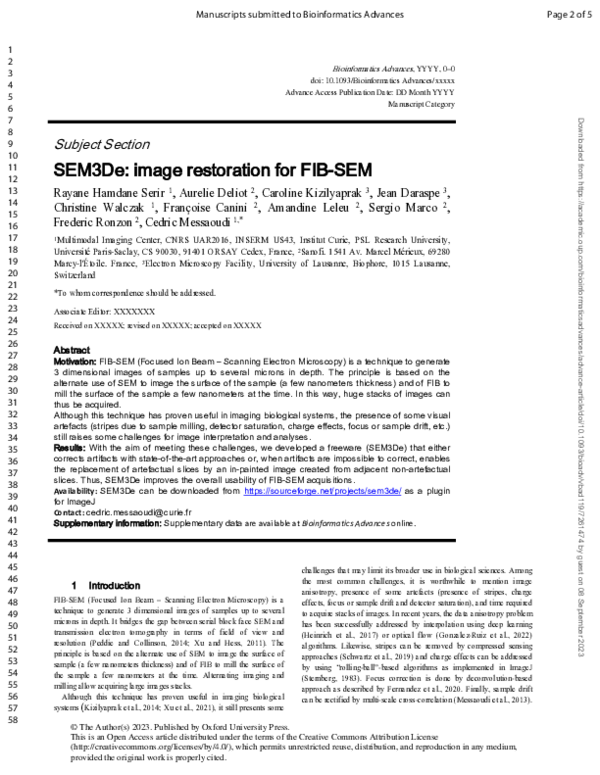 (PDF) SEM3De: image restoration for FIB-SEM