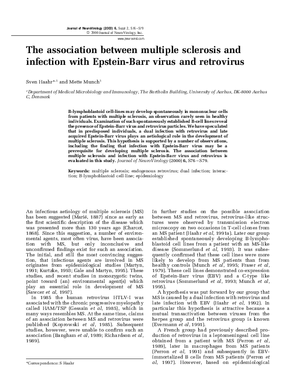 (PDF) infection with Epstein-Barr virus and retrovirus