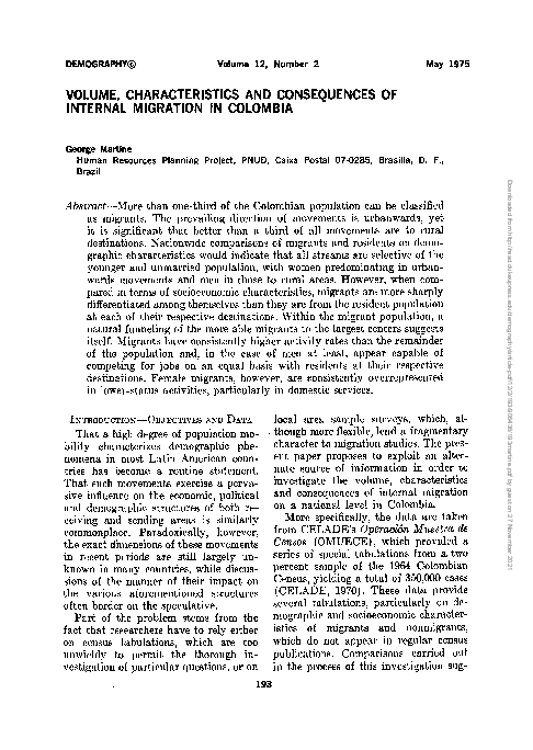 (PDF) Volume, characteristics and consequences of internal migration in ...