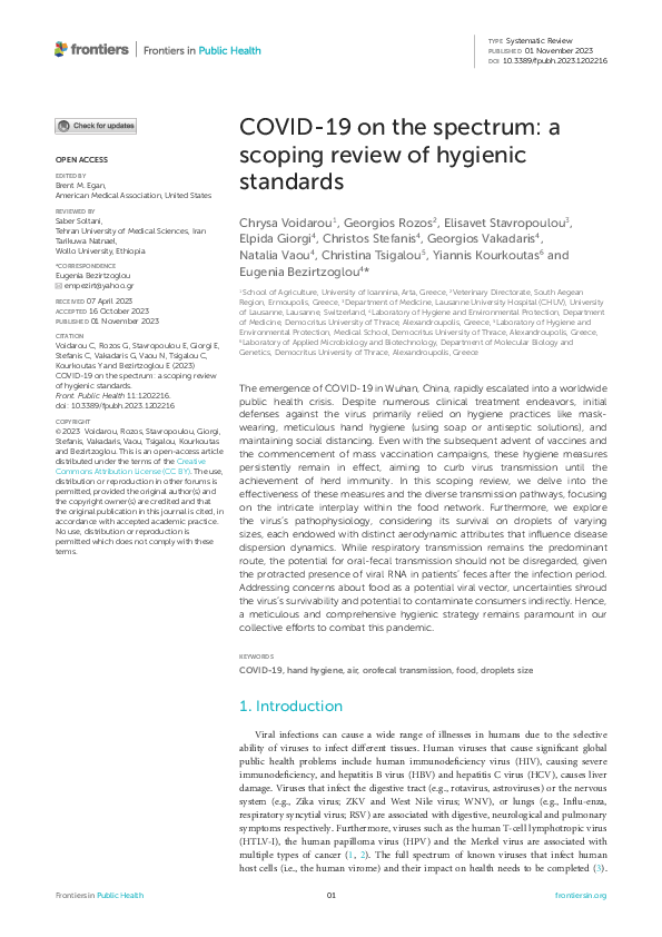 (PDF) COVID-19 on the spectrum: a scoping review of hygienic standards