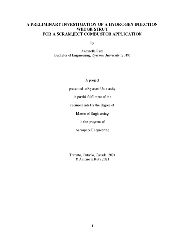 (PDF) A Preliminary Investigation of a Hydrogen Injection Wedge Strut ...