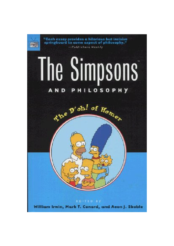 PDF) The Simpsons and Philosophy The D'oh! of Homer (2001)