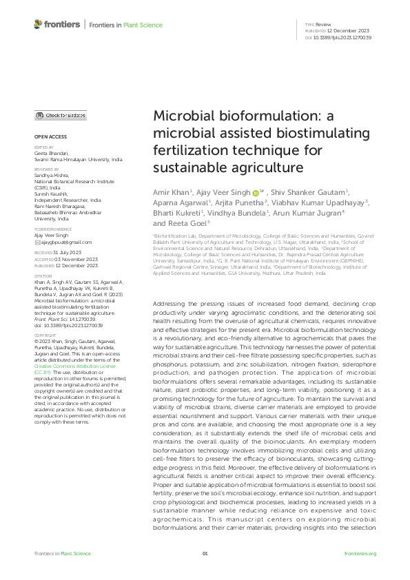 (PDF) Microbial bioformulation: a microbial assisted biostimulating ...