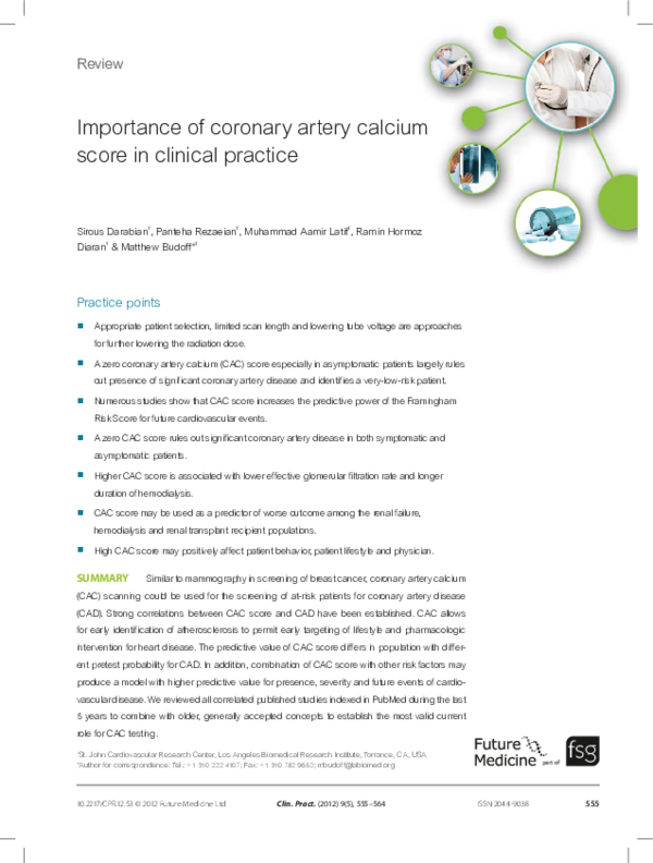 (PDF) Importance of coronary artery calcium score in clinical practice
