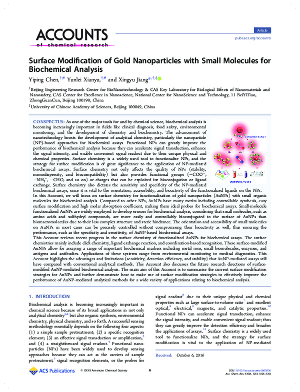 (PDF) Surface modification of gold nanoparticles with 6-mercapto-1 ...