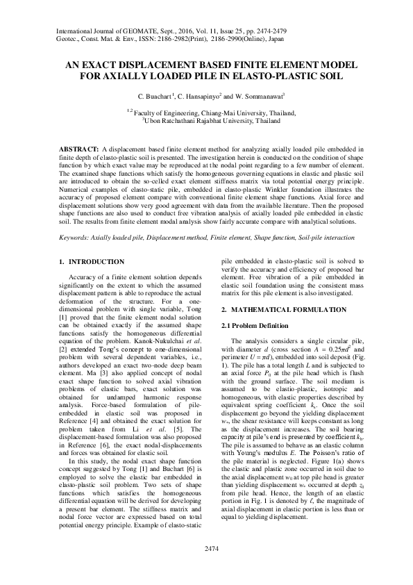 (PDF) An Exact Displacement Based Finite Element Model for Axially ...