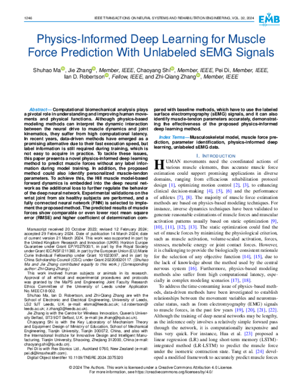 (PDF) Physics-Informed Deep Learning for Muscle Force Prediction With ...