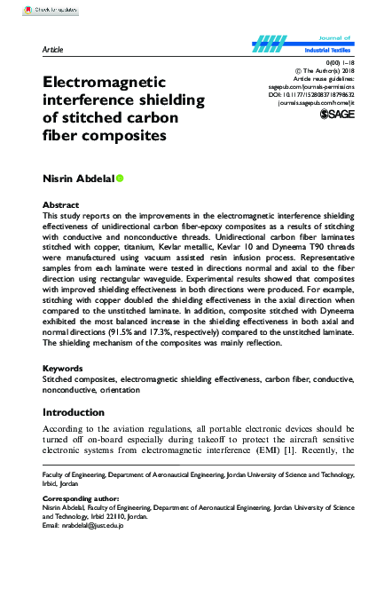 (PDF) Electromagnetic interference shielding of stitched carbon fiber ...