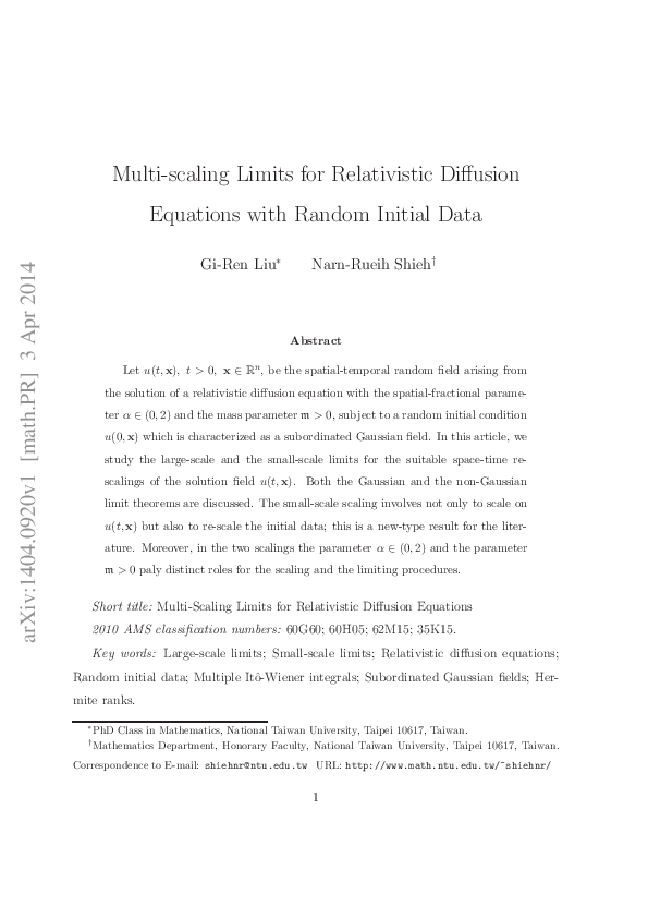 (PDF) Multi-scaling limits for relativistic diffusion equations with ...