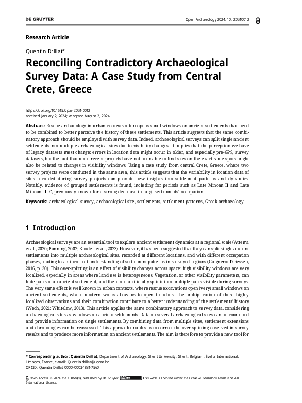 (PDF) Reconciling Contradictory Archaeological Survey Data: A Case ...