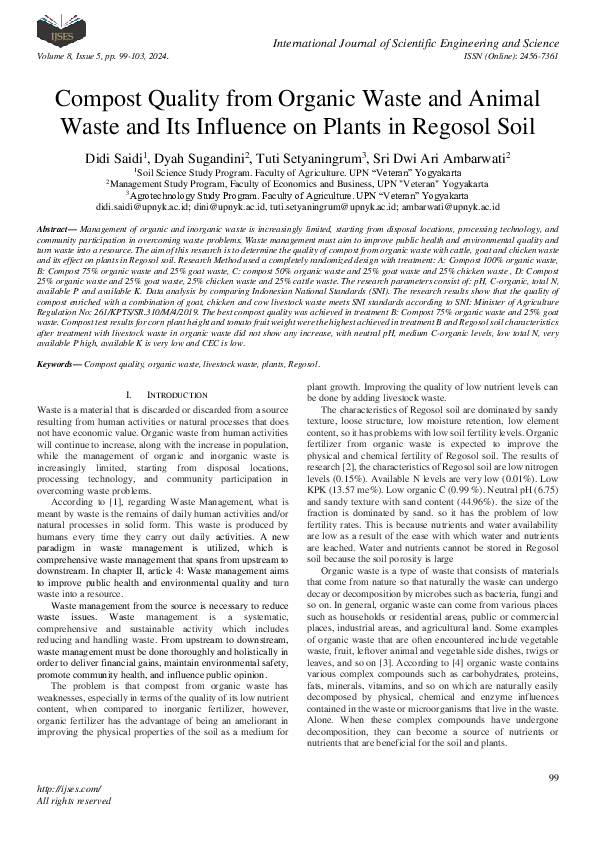 (PDF) Compost Quality from Organic Waste and Animal Waste and Its ...