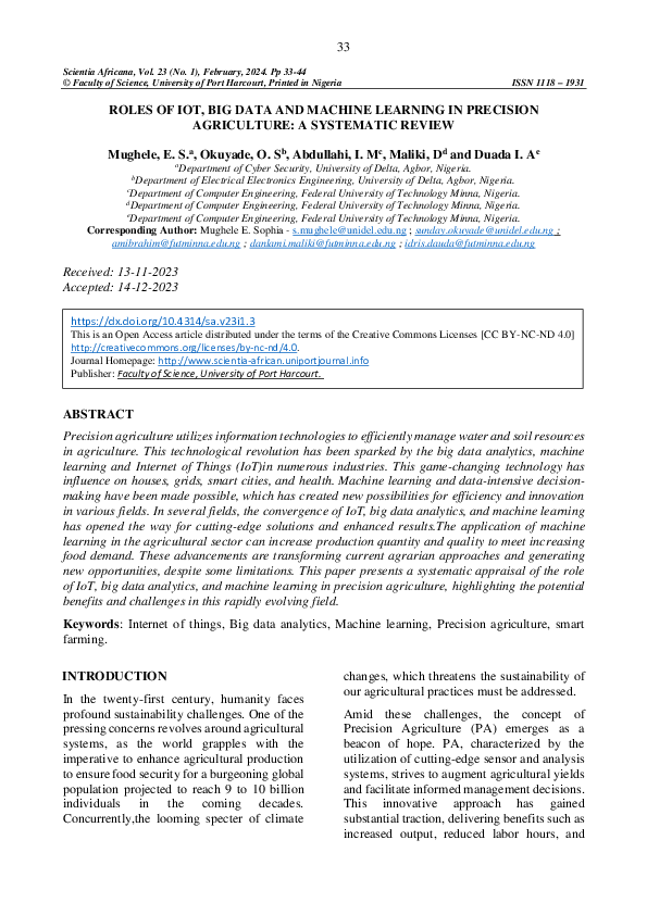 (PDF) ROLES OF IOT, BIG DATA AND MACHINE LEARNING IN PRECISION ...