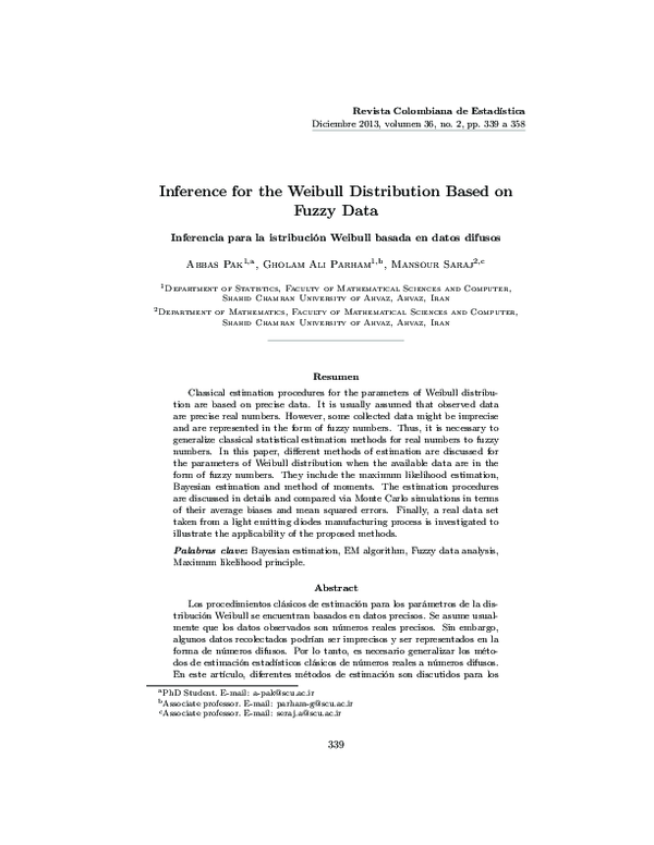 (PDF) Inference for the Weibull Distribution Based on Fuzzy Data