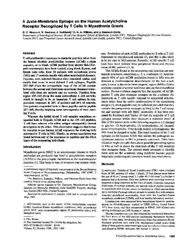 (PDF) A juxta-membrane epitope on the human acetylcholine receptor ...