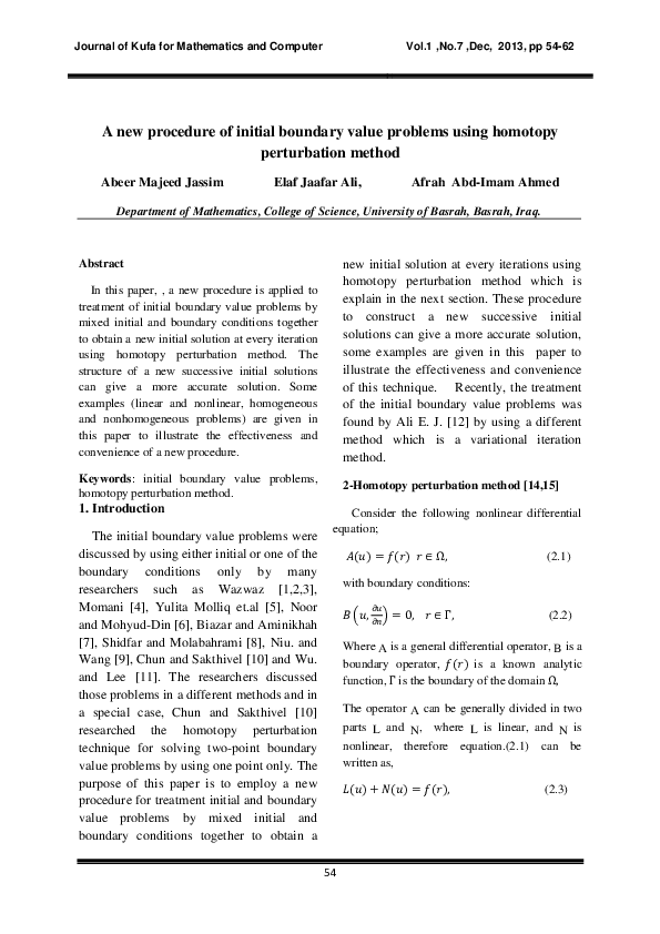 (PDF) A new procedure of initial boundary value problems using homotopy ...