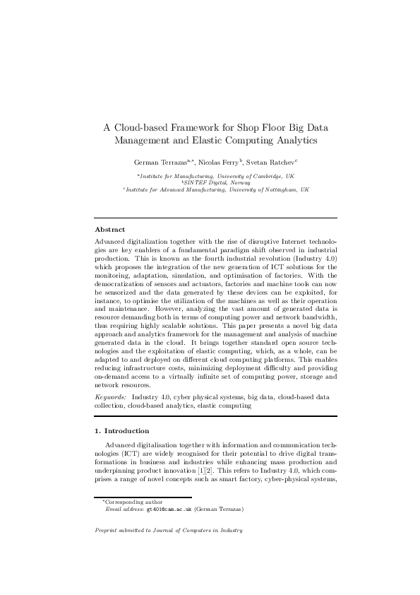 (PDF) A cloud-based framework for shop floor big data management and ...