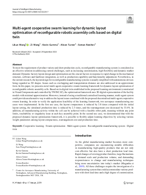 (PDF) Multi-agent cooperative swarm learning for dynamic layout ...