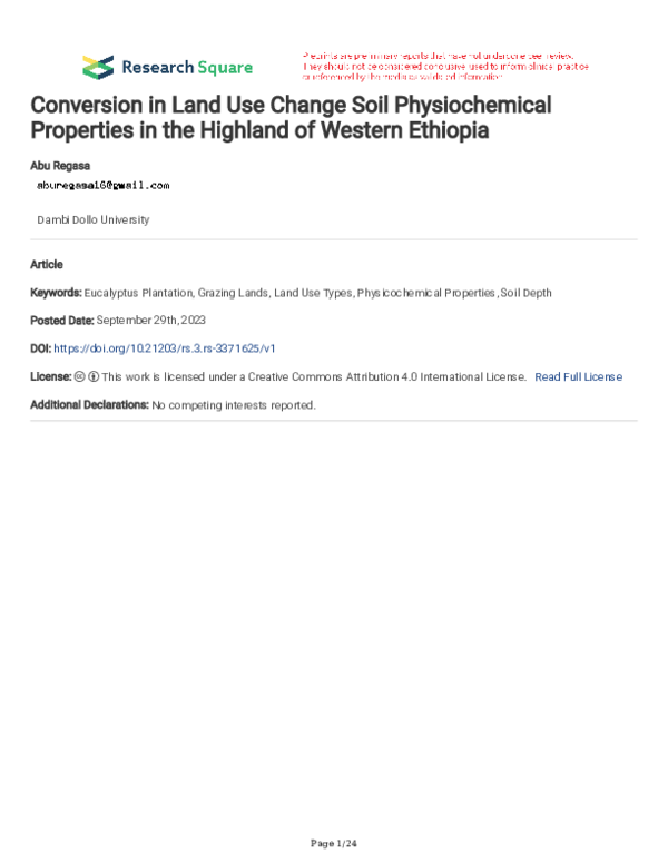 (PDF) Conversion in Land Use Change Soil Physiochemical Properties in ...