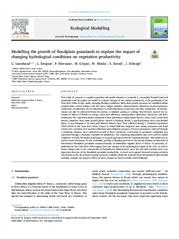 (PDF) Modelling the growth of floodplain grasslands to explore the ...