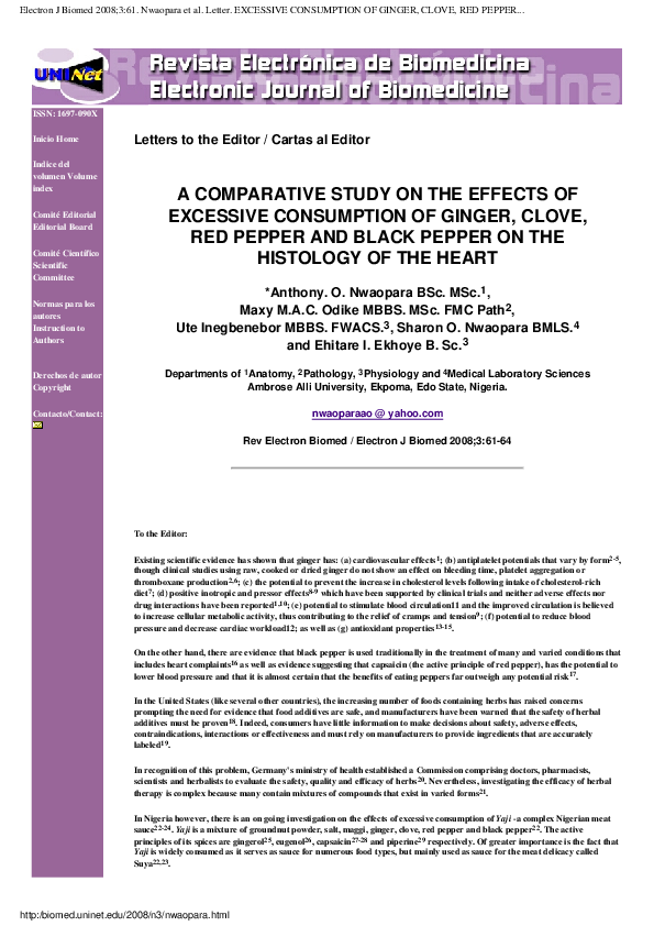 (PDF) A Comparative Study on the Effects of Excessive Consumption of ...