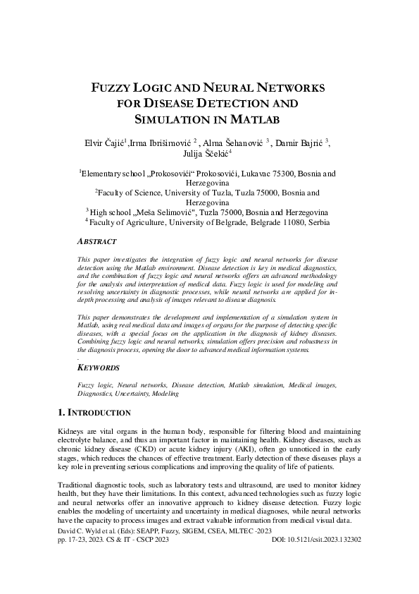 (PDF) Fuzzy Logic And Neural Networks For Disease Detection And ...