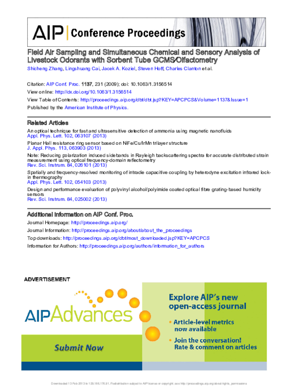 (PDF) Field Air Sampling and Simultaneous Chemical and Sensory Analysis ...