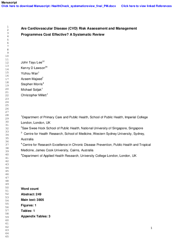 (PDF) Are cardiovascular disease risk assessment and management ...