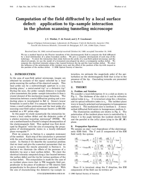 (PDF) Computation of the field diffracted by a local surface defect ...